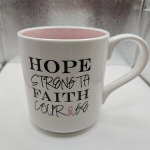 Breast Cancer Hope Strength Hope Courage White and Pink Ribbon Mug